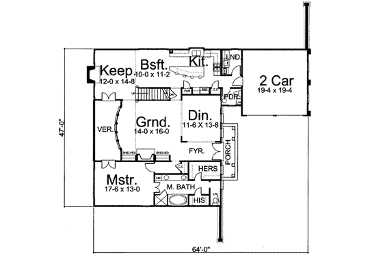 Floor Plan - Main Floor for Colonial House Plan #119-143 - 4 bed, 3.5 bath