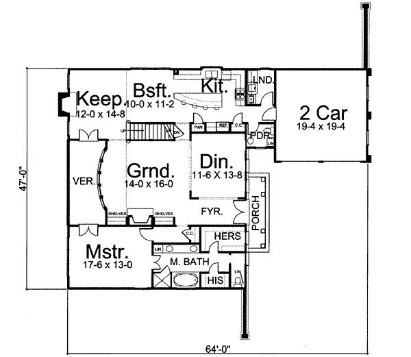 Architectural House Design - Colonial Floor Plan - Main Floor Plan #119-143