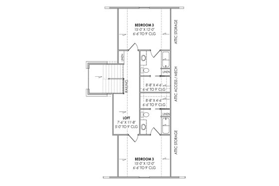 Floor Plan - Upper Floor for Modern House Plan #1096-25 - 4 bed, 4.5 bath