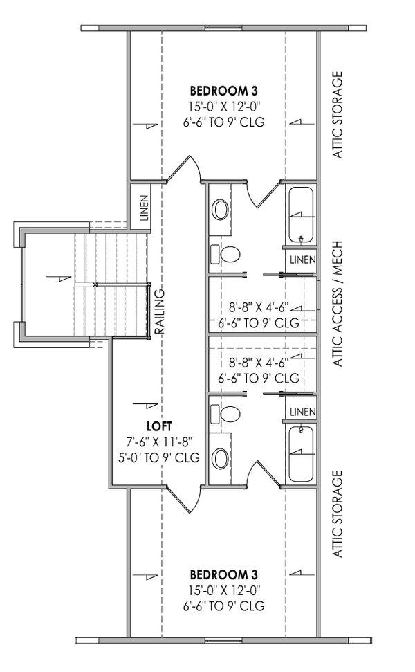 Modern Floor Plan - Upper Floor Plan #1096-25