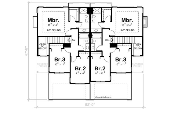Floor Plan - Upper Floor for Traditional House Plan #20-2522 - 6 bed, 4.5 bath