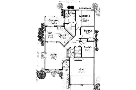 Floor Plan - Main Floor for European House Plan #310-223 - 3 bed, 2 bath