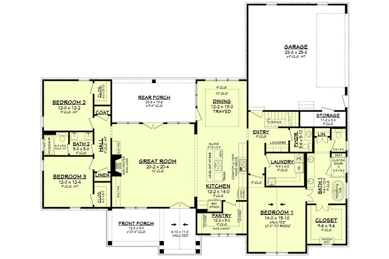 Dream House Plan - Floor Plan - Main Floor for Farmhouse House Plan #430-233 - 3 bed, 2.5 bath