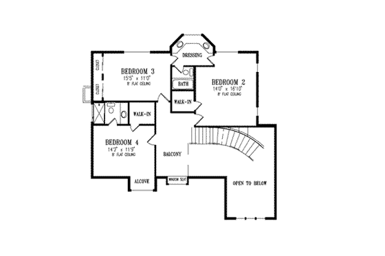 Floor Plan - Upper Floor for Traditional House Plan #1-848 - 4 bed, 3.5 bath