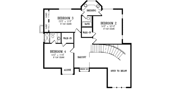 Traditional Floor Plan - Upper Floor Plan #1-848