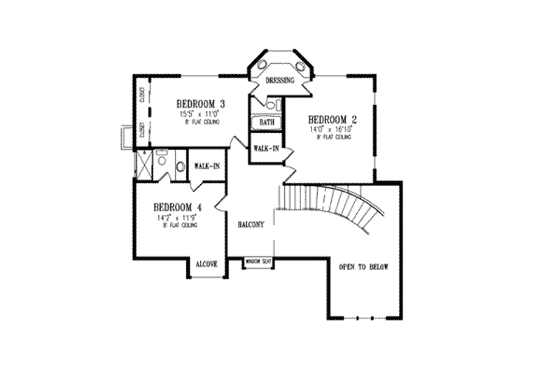 Home Plan - Floor Plan - Upper Floor for Traditional House Plan #1-848 - 4 bed, 3.5 bath
