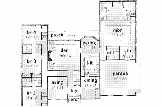 Floor Plan - Main Floor for European House Plan #16-171 - 4 bed, 3.5 bath