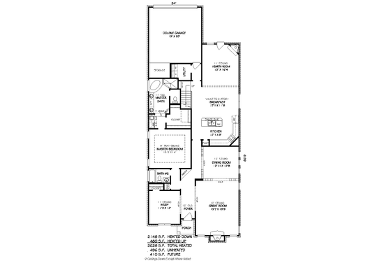 Floor Plan - Main Floor for European House Plan #424-155 - 3 bed, 3 bath