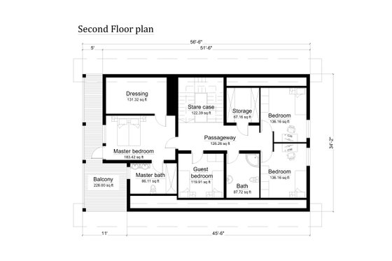 Floor Plan - Upper Floor for Log House Plan #549-6 - 4 bed, 3 bath