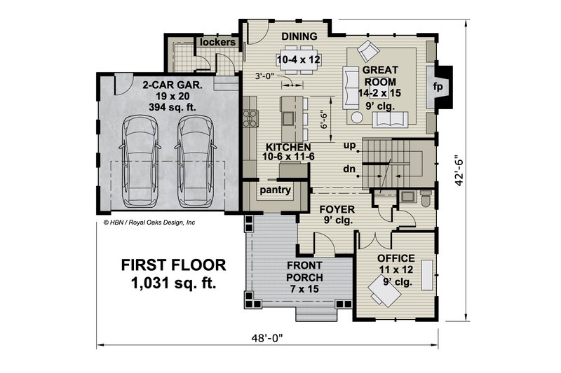 Architectural House Design - Floor Plan - Main Floor for Craftsman House Plan #51-1193 - 3 bed, 2.5 bath