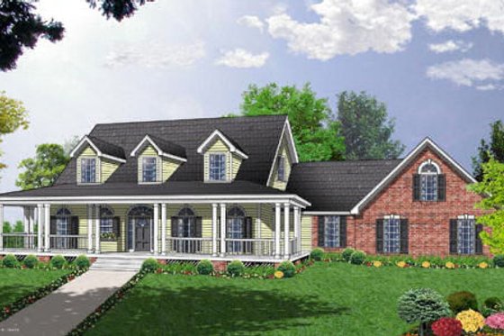 Exterior - Front Elevation for Country House Plan #40-131 - 4 bed, 3 bath