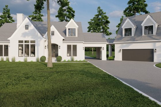 Exterior - Front Elevation 3 for European House Plan #923-338 - 4 bed, 4 bath
