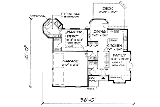 Floor Plan - Main Floor for Traditional House Plan #75-107 - 3 bed, 2.5 bath