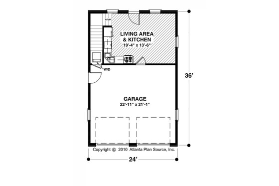 Floor Plan - Main Floor for Craftsman House Plan #56-613 - 1 bed, 1 bath