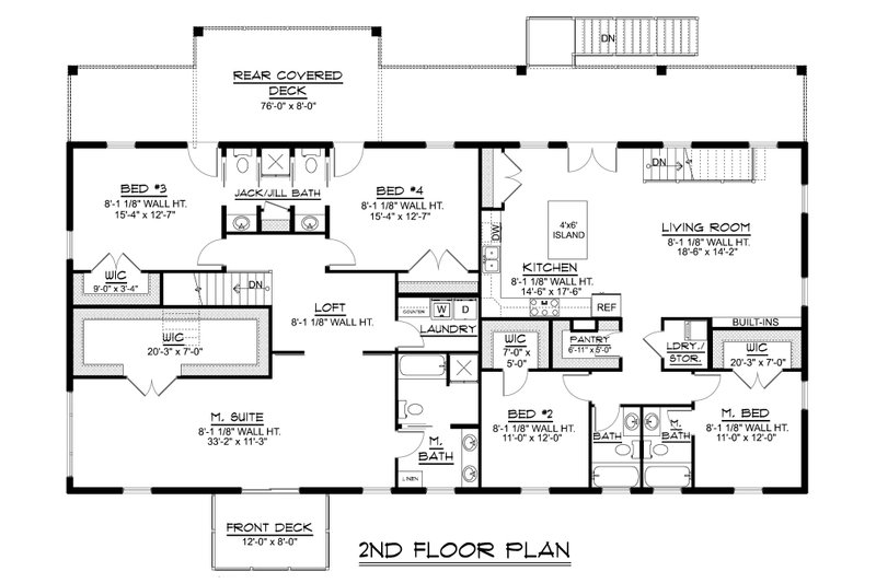 House Design - Floor Plan - Upper Floor for Barndominium House Plan #1064-307 - 7 bed, 7 bath
