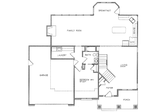 Floor Plan - Main Floor for Traditional House Plan #6-208 - 4 bed, 3 bath