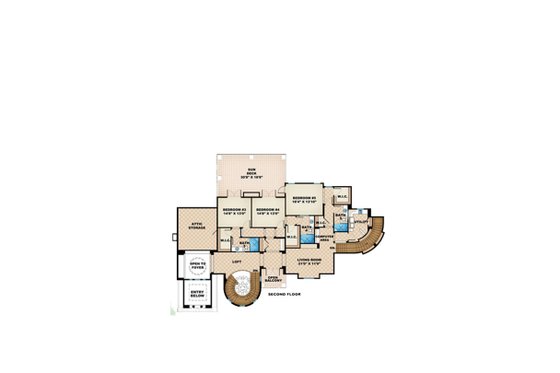 Floor Plan - Upper Floor for European House Plan #27-564 - 5 bed, 5.5 bath