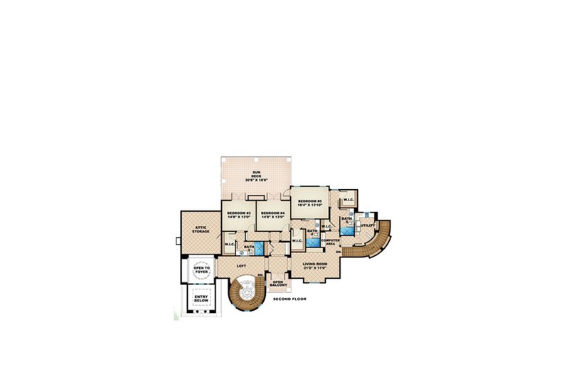 House Blueprint - Floor Plan - Upper Floor for European House Plan #27-564 - 5 bed, 5.5 bath