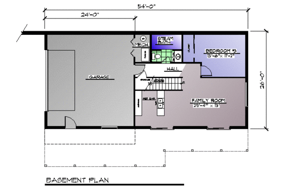 Floor Plan - Lower Floor for Country House Plan #123-105 - 3 bed, 3 bath