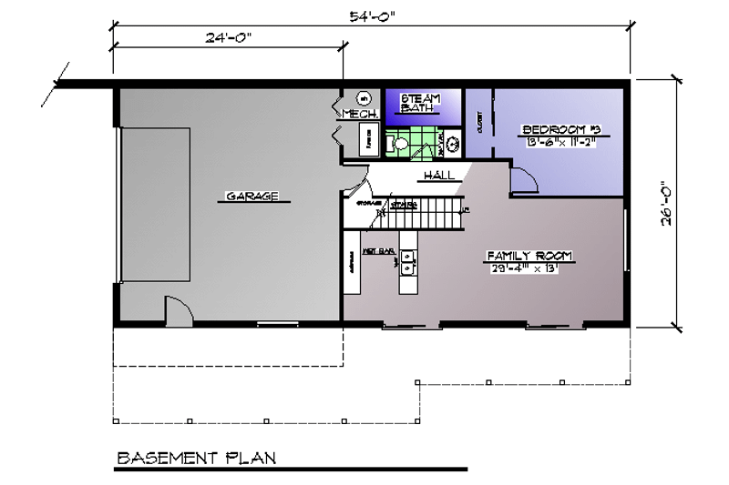 Home Plan - Floor Plan - Lower Floor for Country House Plan #123-105 - 3 bed, 3 bath