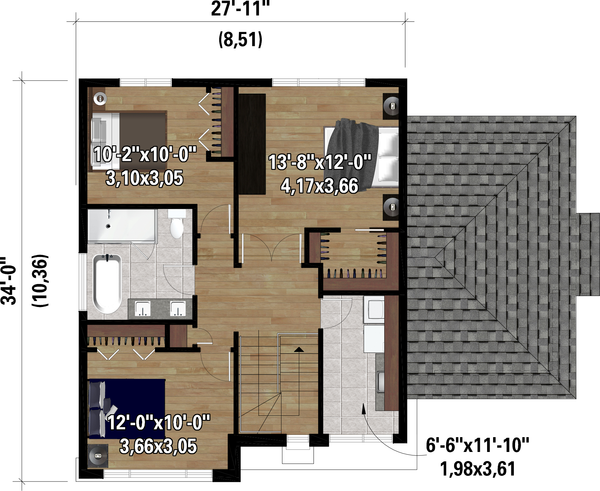 House Blueprint - Bungalow Floor Plan - Upper Floor Plan #25-4942