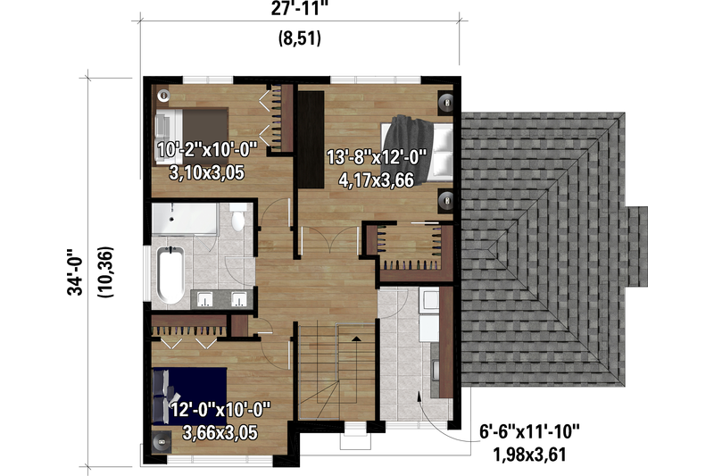 House Plan Design - Floor Plan - Upper Floor for Bungalow House Plan #25-4942 - 3 bed, 1 bath