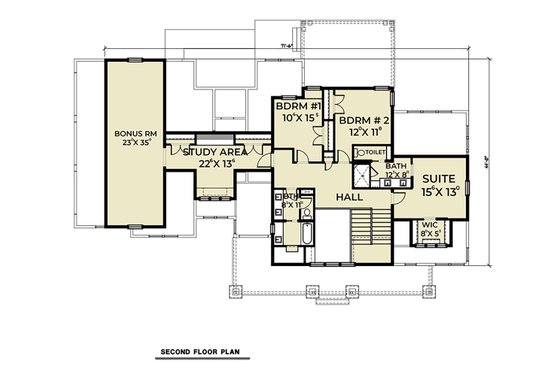 Floor Plan - Upper Floor for Farmhouse House Plan #1070-36 - 4 bed, 3.5 bath