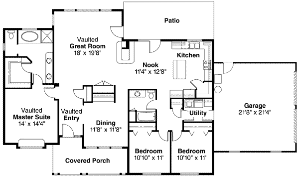 House Design - Ranch Floor Plan - Main Floor Plan #124-273