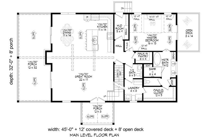 Architectural House Design - Floor Plan - Main Floor for Country House Plan #932-1240 - 2 bed, 2.5 bath