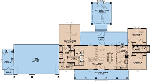 House Blueprint - Farmhouse Floor Plan - Main Floor Plan #923-436