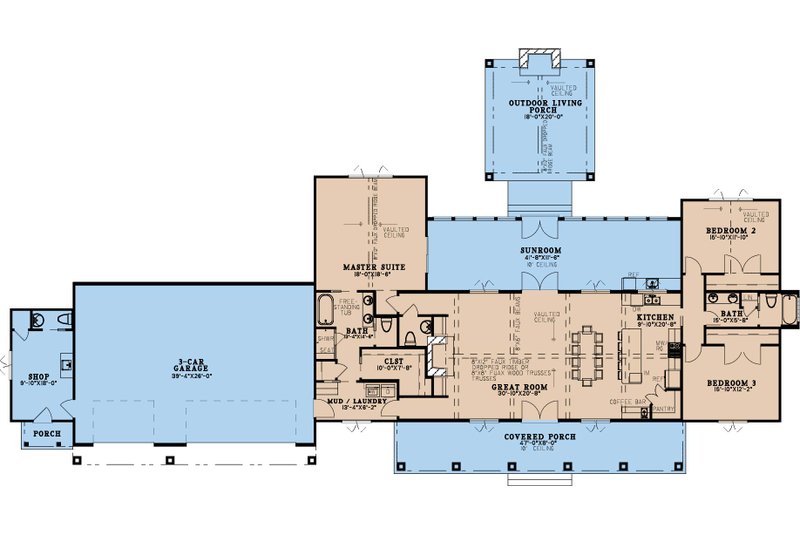 House Plan Design - Floor Plan - Main Floor for Farmhouse House Plan #923-436 - 3 bed, 2.5 bath