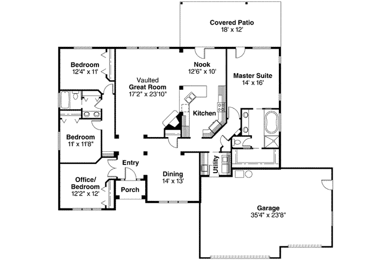 Home Plan - Floor Plan - Main Floor for Traditional House Plan #124-467 - 4 bed, 2 bath