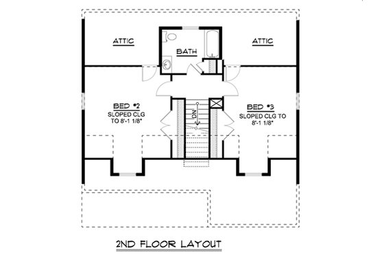 Floor Plan - Upper Floor for Cottage House Plan #1064-22 - 3 bed, 2.5 bath