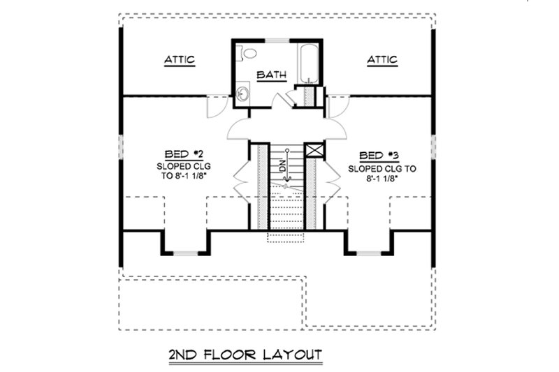 House Design - Floor Plan - Upper Floor for Cottage House Plan #1064-22 - 3 bed, 2.5 bath