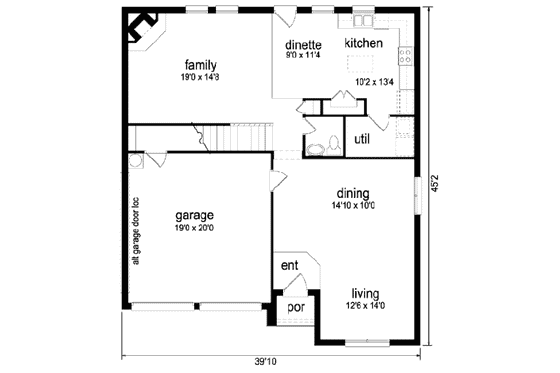 Floor Plan - Main Floor for Traditional House Plan #84-383 - 4 bed, 2.5 bath