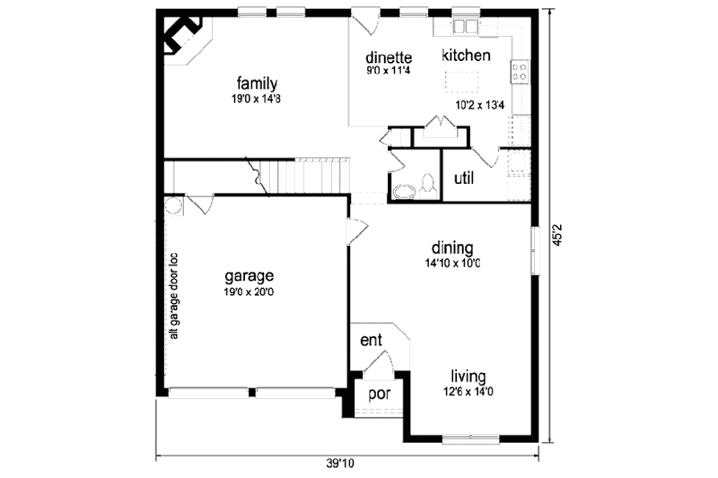 Home Plan - Floor Plan - Main Floor for Traditional House Plan #84-383 - 4 bed, 2.5 bath