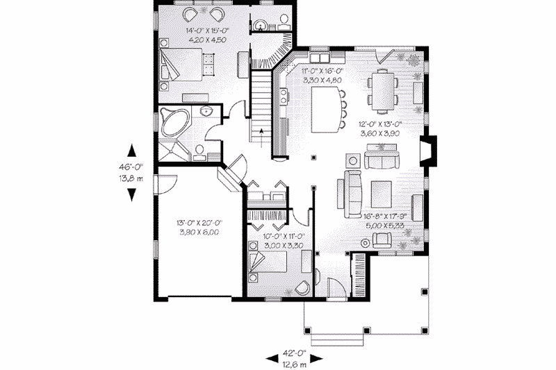 Home Plan - Floor Plan - Main Floor for Cottage House Plan #23-562 - 2 bed, 1.5 bath