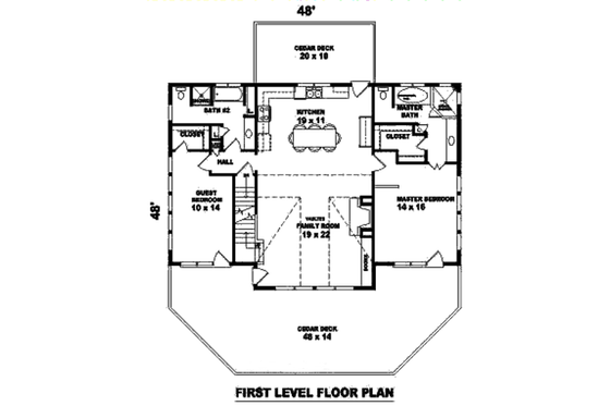 Floor Plan - Main Floor for European House Plan #81-13665 - 2 bed, 2 bath