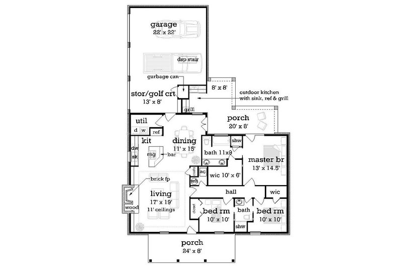 Dream House Plan - Main Level Floor Plan - 1400 square foot European home