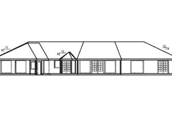 Exterior - Rear Elevation for Ranch House Plan #60-620 - 2 bed, 2 bath