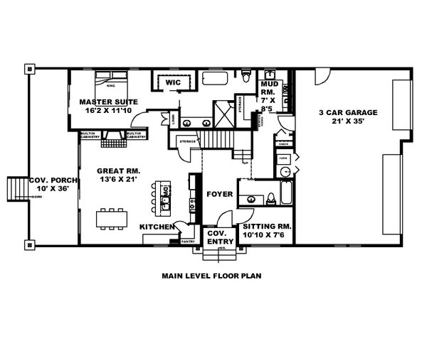 Dream House Plan - Craftsman Floor Plan - Main Floor Plan #117-899