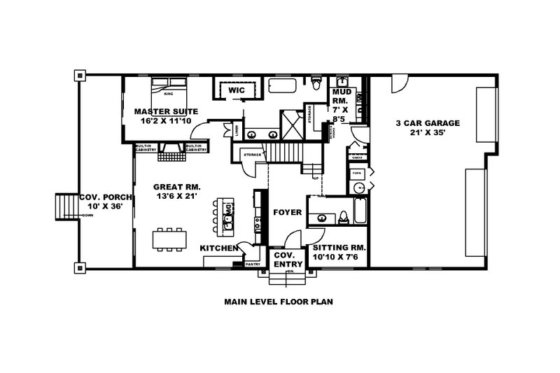 Home Plan - Floor Plan - Main Floor for Craftsman House Plan #117-899 - 5 bed, 3 bath