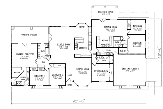 Floor Plan - Main Floor for Adobe / Southwestern House Plan #1-782 - 6 bed, 4 bath