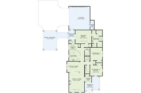 Floor Plan - Main Floor for Colonial House Plan #17-2869 - 3 bed, 2 bath