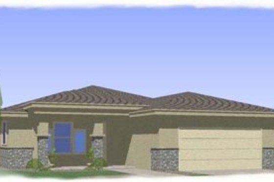 Exterior - Front Elevation for Mediterranean House Plan #24-238 - 3 bed, 2 bath