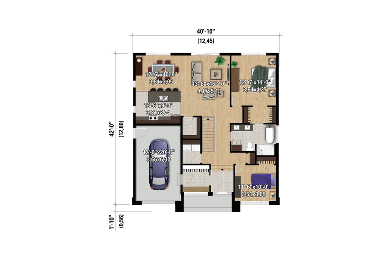 Dream House Plan - Floor Plan - Main Floor for Contemporary House Plan #25-4882 - 2 bed, 1 bath