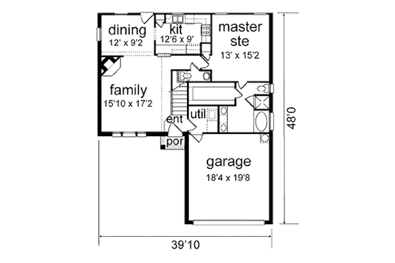 Floor Plan - Main Floor for Traditional House Plan #84-126 - 3 bed, 2.5 bath