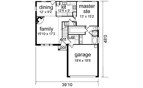 Architectural House Design - Traditional Floor Plan - Main Floor Plan #84-126