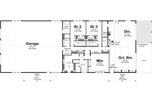 Floor Plan - Main Floor for Barndominium House Plan #455-324 - 3 bed, 3.5 bath