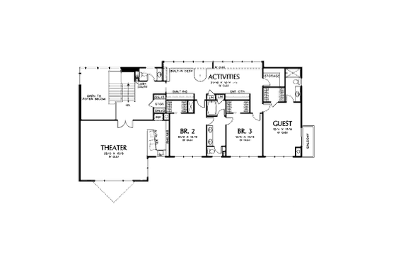Floor Plan - Upper Floor for Modern House Plan #48-256 - 4 bed, 4.5 bath